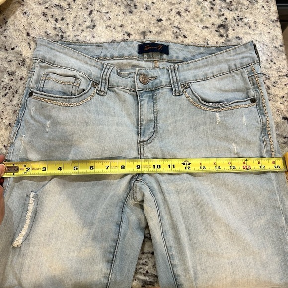 Seven 7 Boho Western Embroidered Whipstitch Capris Crop Pants Light Wash Jeans 8 - Picture 5 of 9